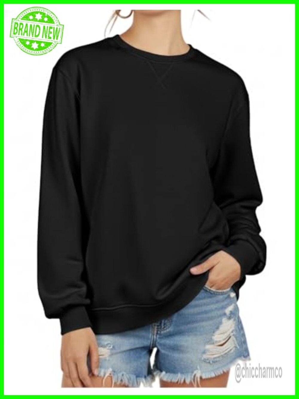 Women's Crewneck Long Sleeve Sweatshirt Cotton Blend Pullover Loose Fit Tunic